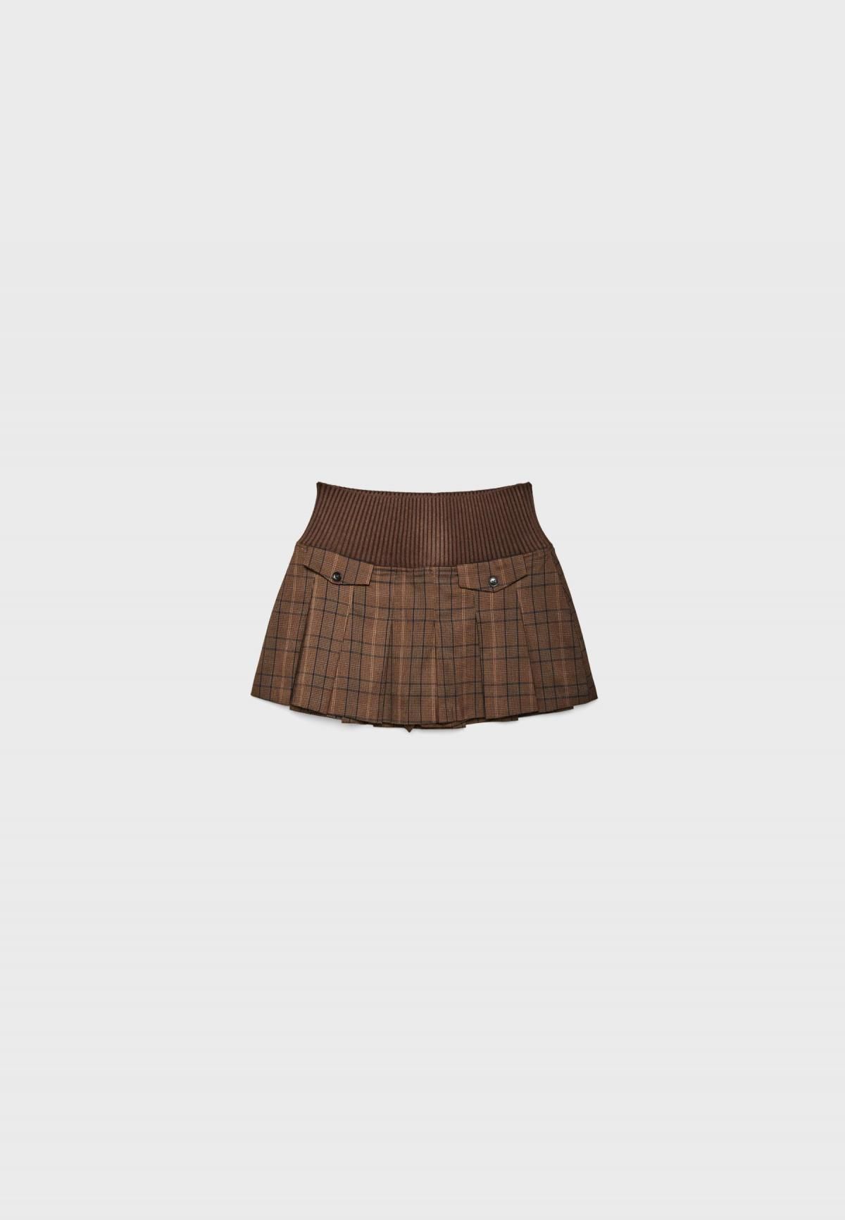 스트라디바리우스 체크 박스 플리츠 미니 스커트 팬츠 4706/258 BROWN - 상품 이미지