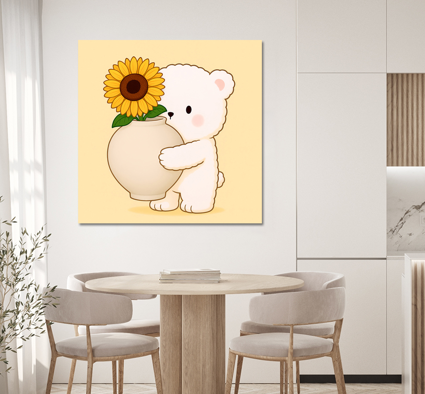 달항아리 아기곰 해바라기 그림 인테리어 액자 거실 현관 아기방 꾸미기 소형 이미지 4