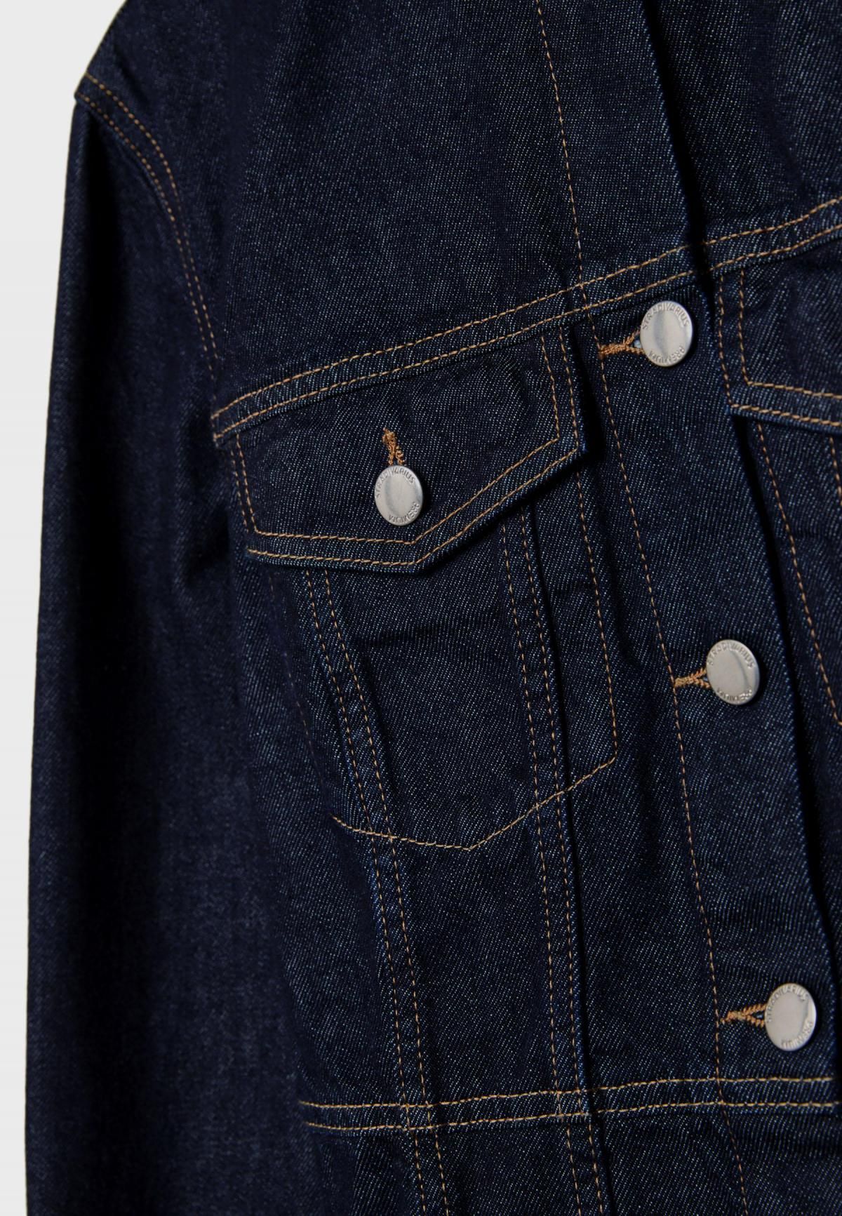 스트라디바리우스 슬림핏 라운드넥 데님 재킷 5729/861 RINSE BLUE DENIM - 상세 이미지 3
