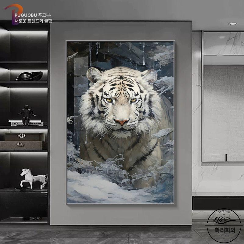 호랑이액자 LED 1400 꾸밈 좋은기운의호랑이그림 조명액자 HL068-A-A 질감 패브릭 표면 무광감 90x180cm - 상세 이미지 3