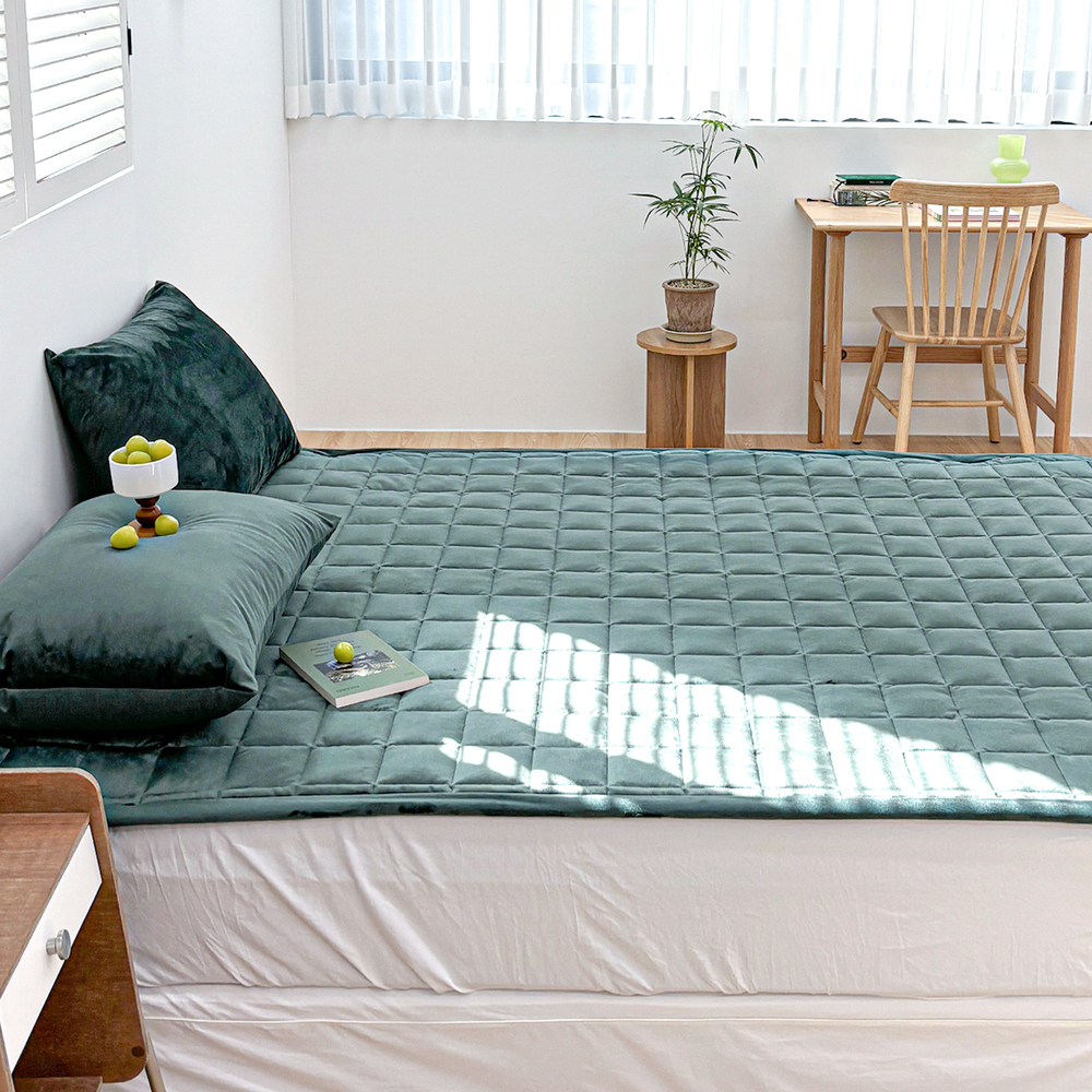 포근한 윈터테일 겨울 밍크 극세사 고정밴딩 침대패드 에버그린, SS(슈퍼싱글)