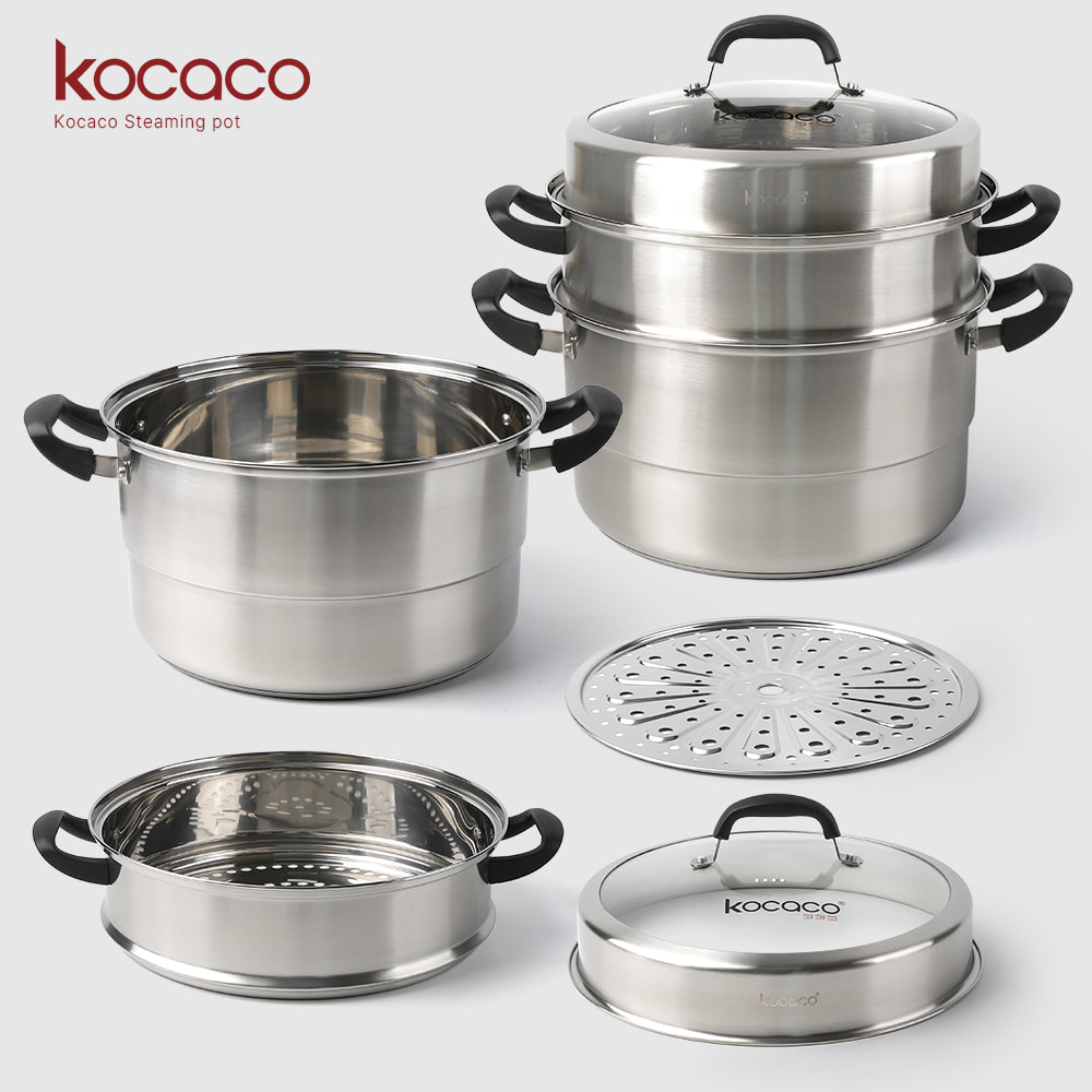 코카코 2단 찜기 스텐 대형 찜통 찜솥 인덕션용 28cm - 상세 이미지 2