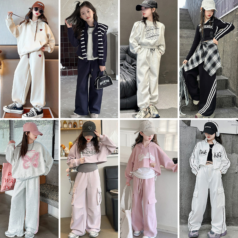 여아 트레이닝복 주니어 트레이닝 세트 초등학생 상하복 주니어옷 가을 후드 크롭 바지 댄스복