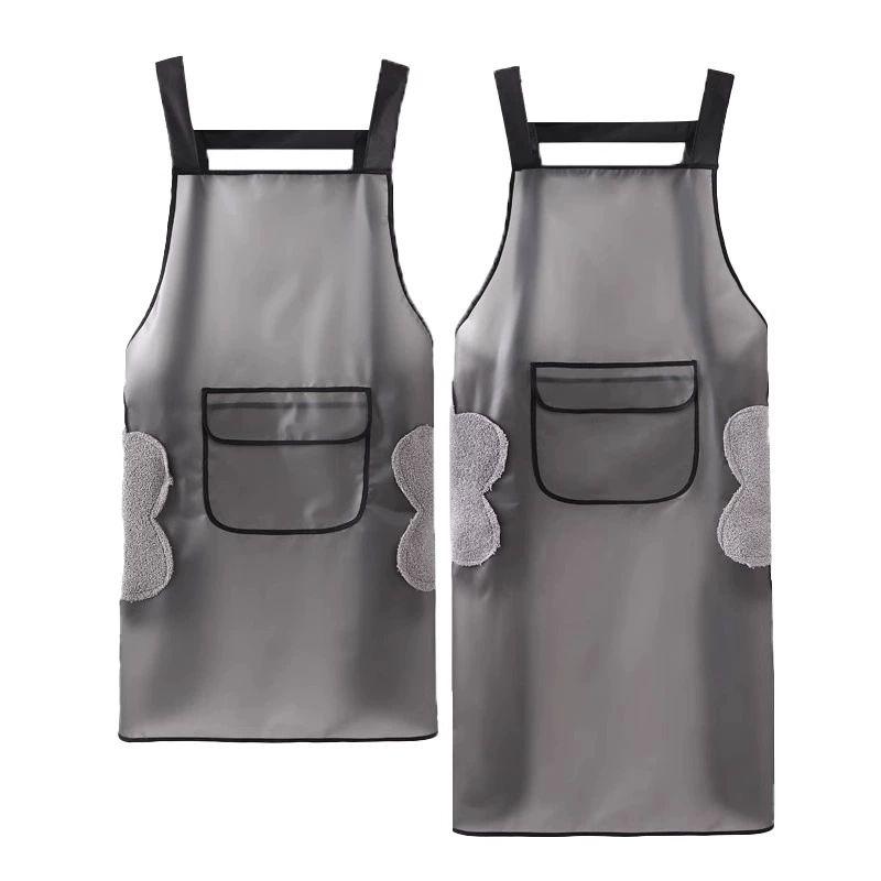 방수 앞치마 반투명 H형 공방 식당 수산시장 주방 70cm 포켓 있음 손닦기 블랙그레이 - 상품 이미지