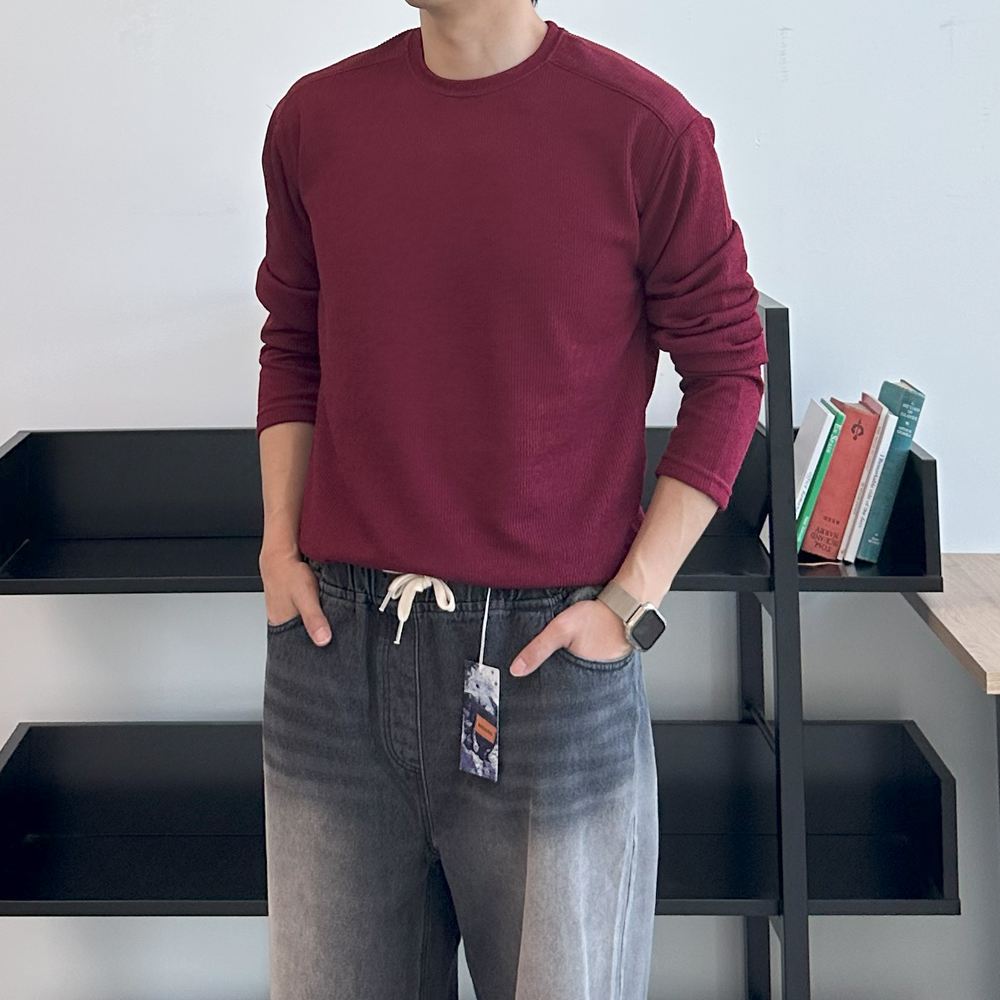 남자 긴팔티 빅사이즈 오버핏 흰색 이너 티셔츠 - 상세 이미지 4