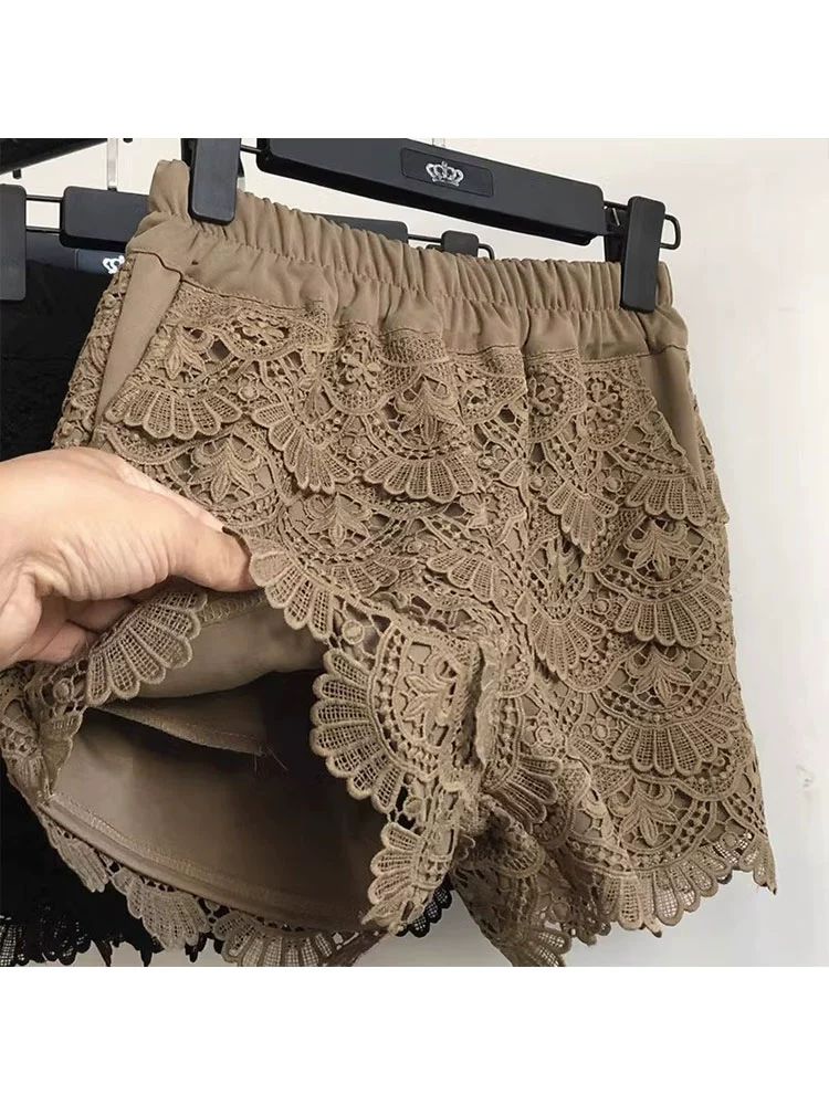 여성 패션 레이스 흰블라우스 반팔 프릴 디테일 블라우스 레이디 여성니트 여성바지 다크브라운 S 40.0-46.0kg - 상세 이미지 4