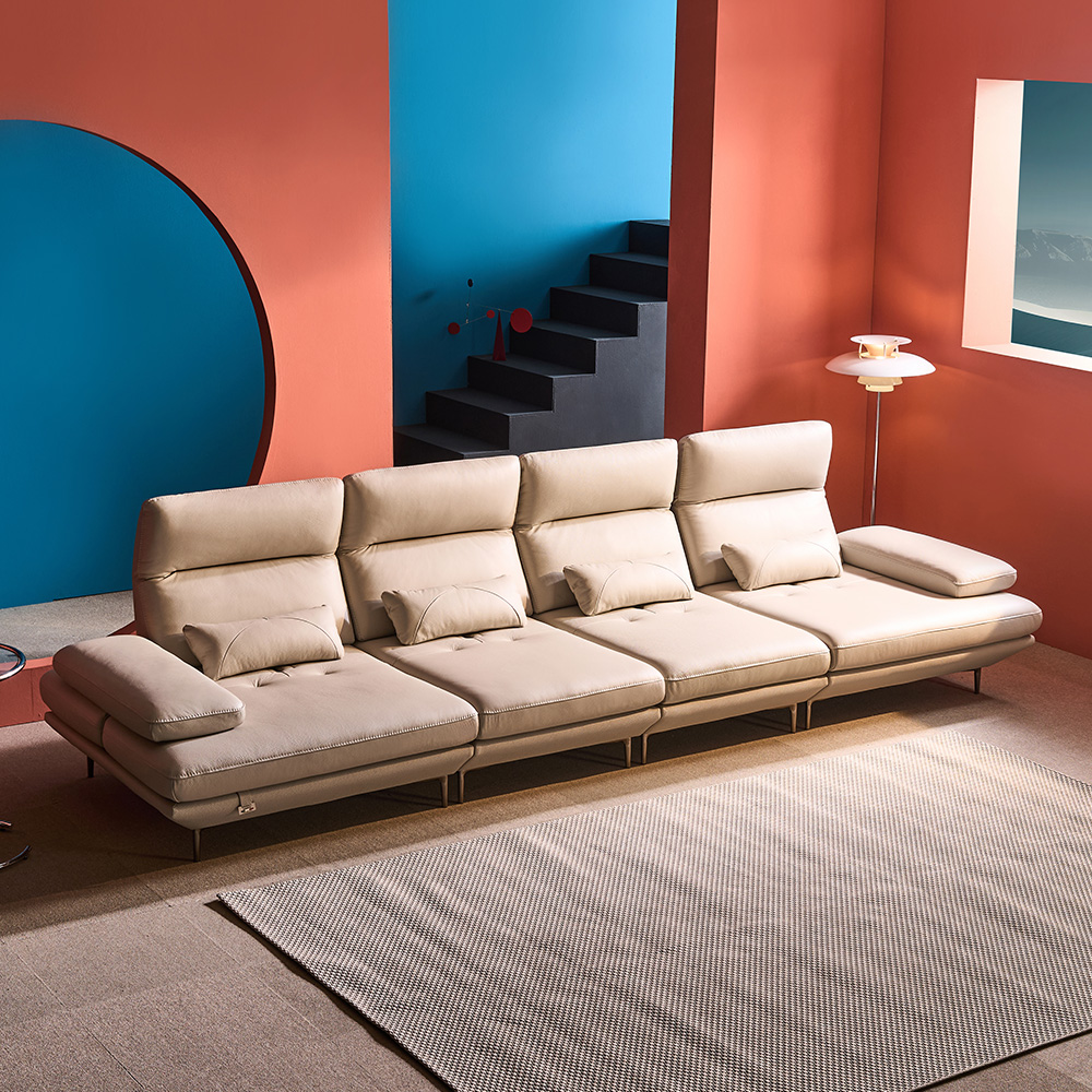 쉐우드가구 몰리 이태리 천연통가죽 스윙 소파 6인용 / 국내제조 자재등급E0