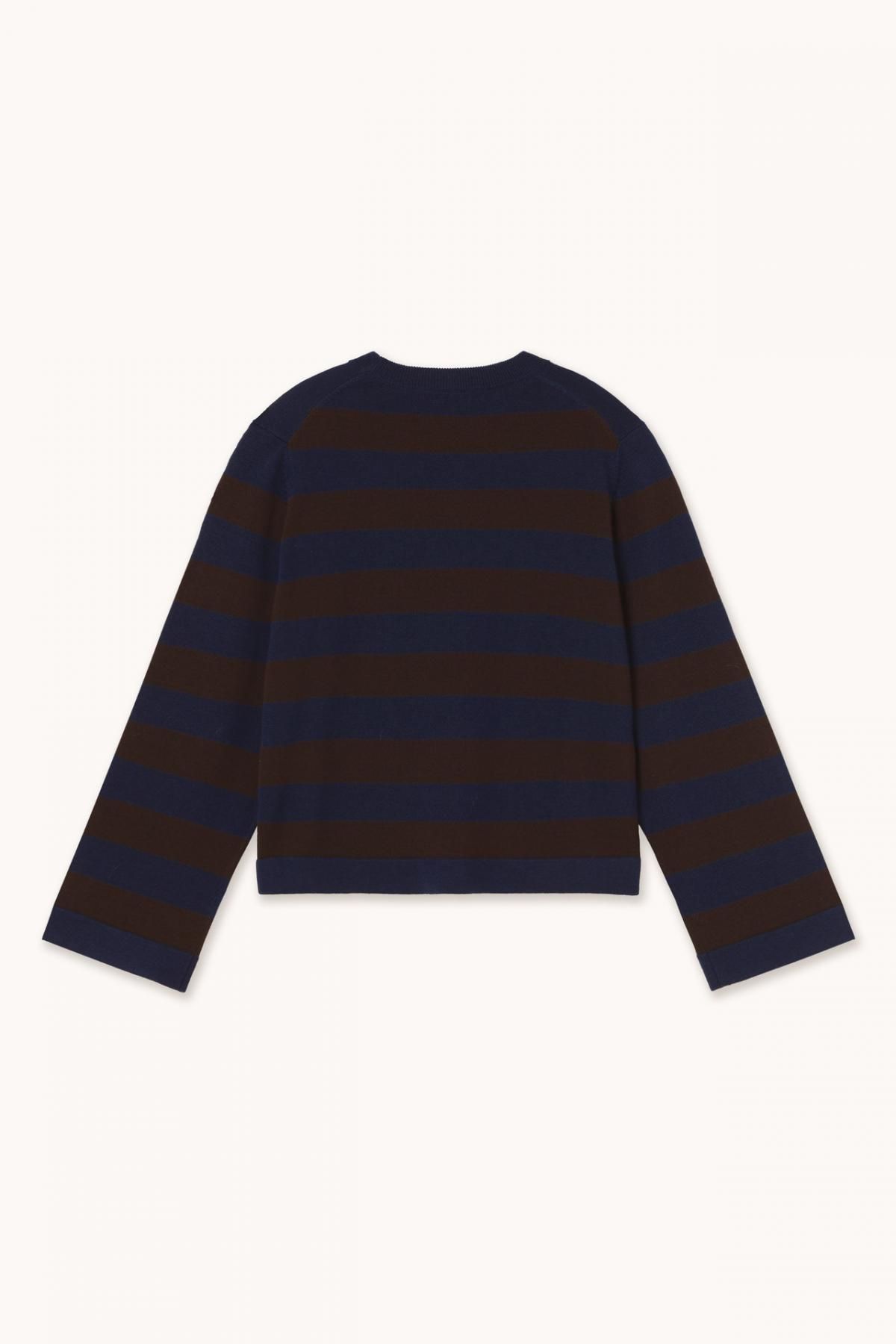 타이니코튼 스트라이프 크롭 긴팔 니트 스웨터 AW25-691KB5 NAVY/CHOCOLATE - 상세 이미지 2
