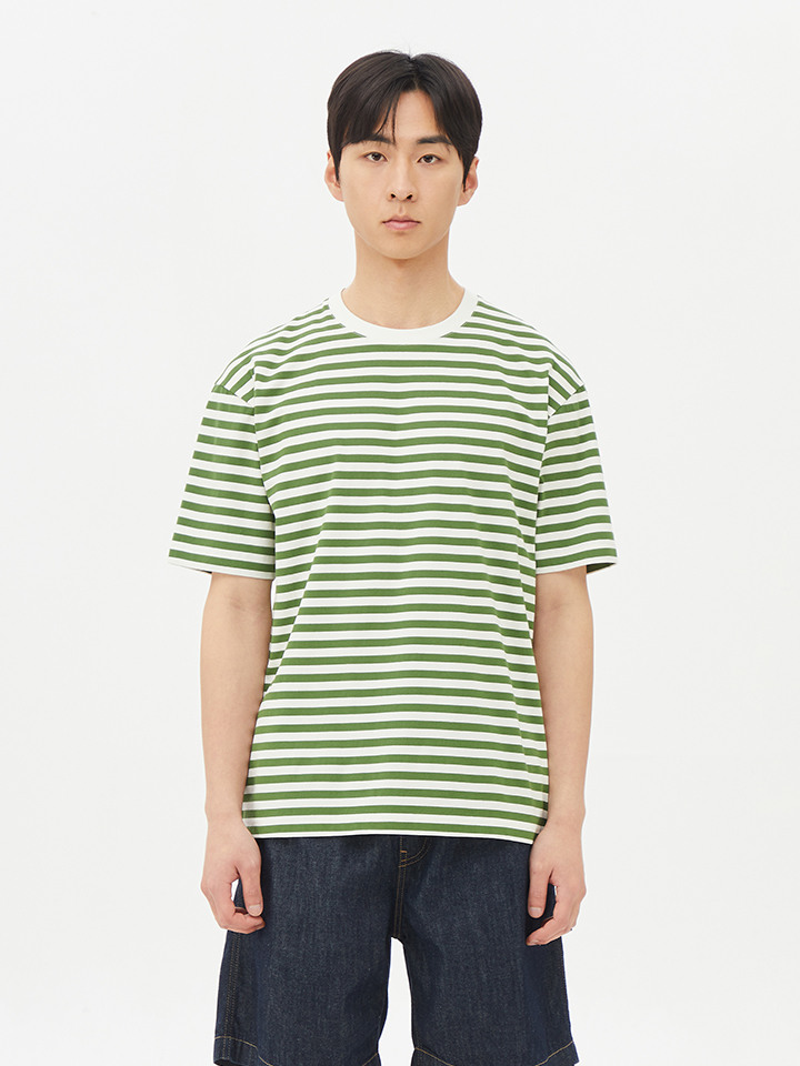 탑텐 남성 쿨에어코튼 스트라이프 반팔 티_MSE2TS1003
