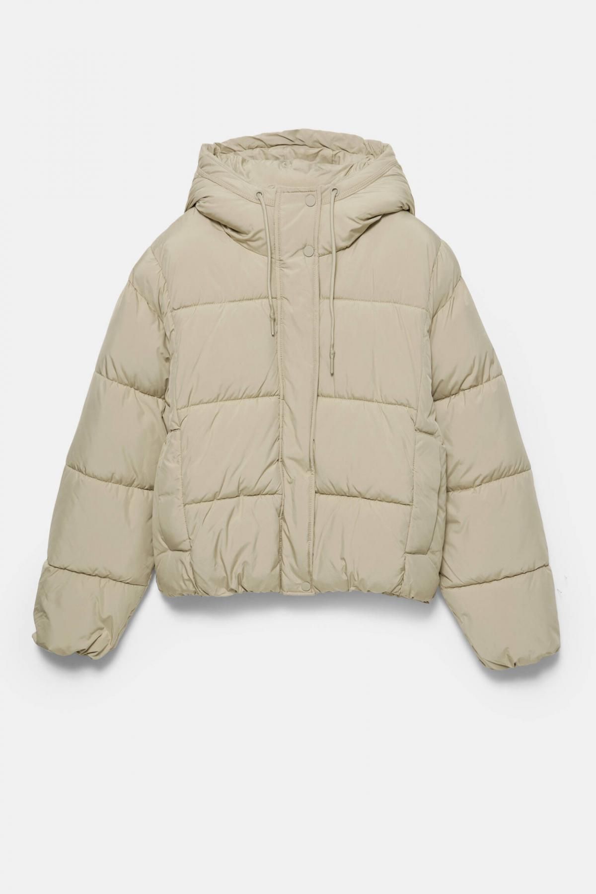 풀앤베어 베이직 하이넥 후드 집업 크롭 패딩 재킷 7700/369 PALE GREEN - 메인 이미지