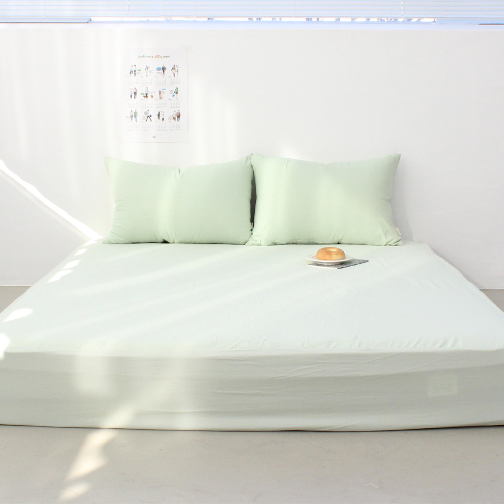 부드러운 아멜리 워싱 사계절 매트리스커버 페일 라임, S(싱글)