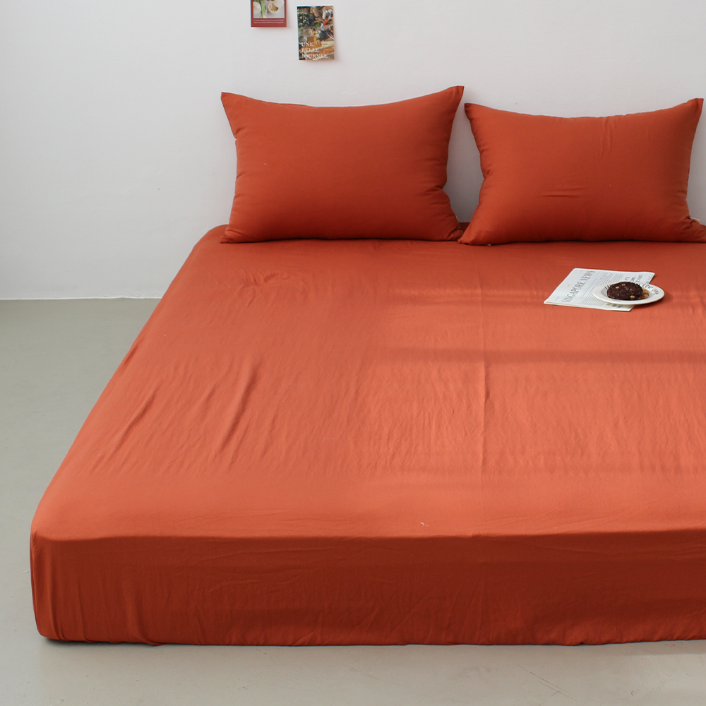 부드러운 아멜리 워싱 사계절 매트리스커버 번트 브릭, SS(슈퍼싱글)