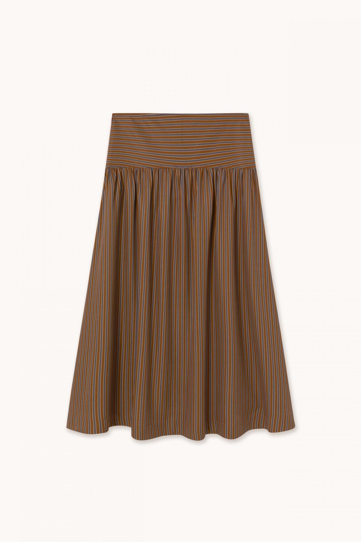 타이니코튼 스트라이프 브라운 미디 스커트 AW25-616M06 ONE COLOR - 상세 이미지 2