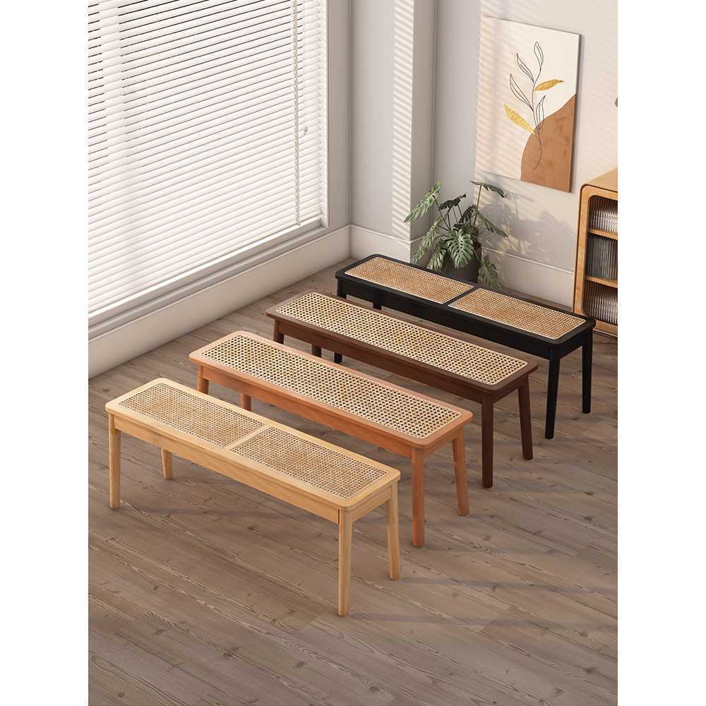 라탄 벤치 식탁 의자 원목 체어 카페 스툴 등나무 2인 80cm - 상세 이미지 2