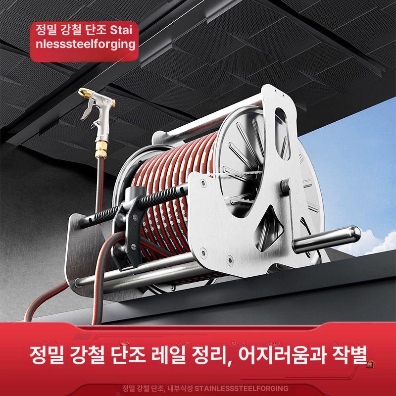 이동식 호스 릴 농업용 원예 텃밭 세차 거치대 수도관 바퀴 정리대 전금속 재질 더 내구성 G1 10m A - 상세 이미지 3
