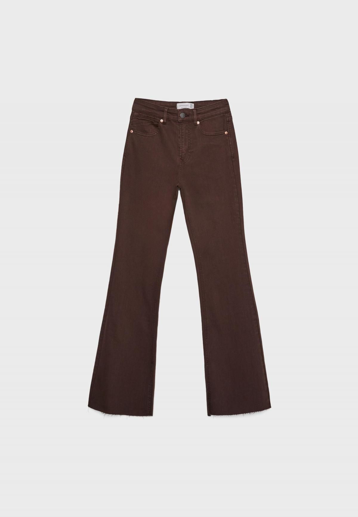 스트라디바리우스 브라운 하이웨이스트 플레어 스트레치 슬릿 부츠컷 팬츠 4804/400 - 상세 이미지 4