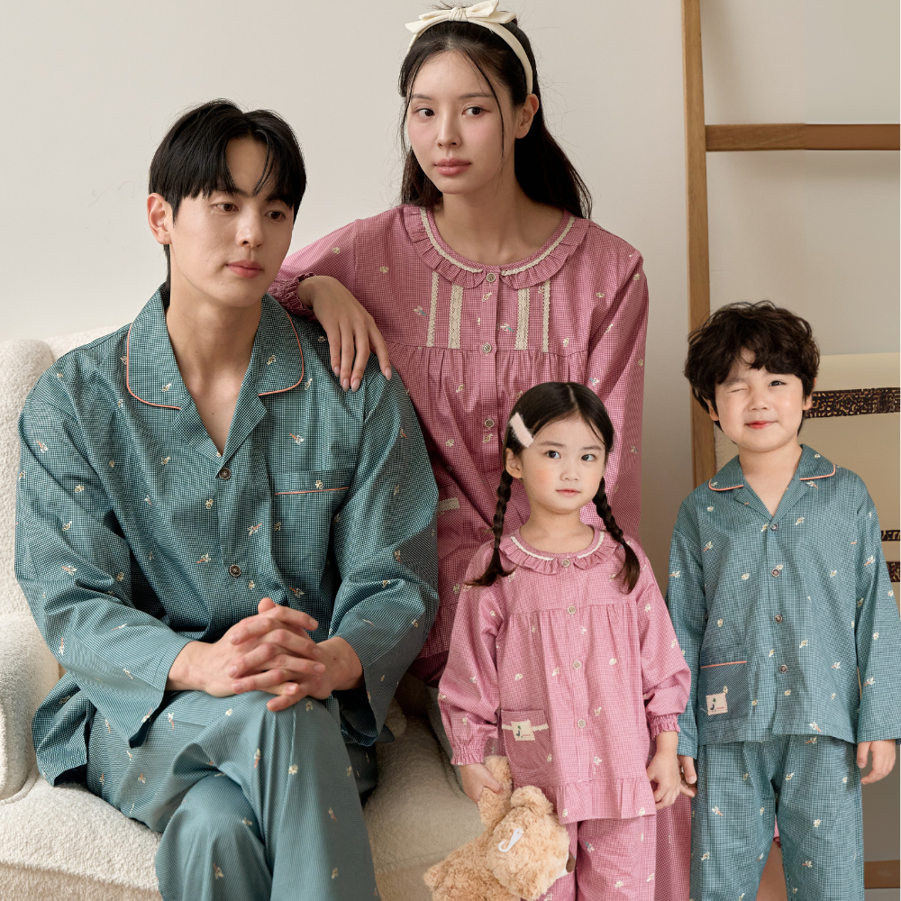 국산 신혼 부부 잠옷 커플 잠옷 브랜드 순면 잠옷 세트 - 메인 이미지