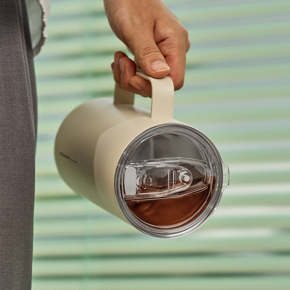 세척 편한 보온 보냉 사무실에서 쓰기 좋은 손잡이 리유저블 텀블러 700ml, 애쉬그레이