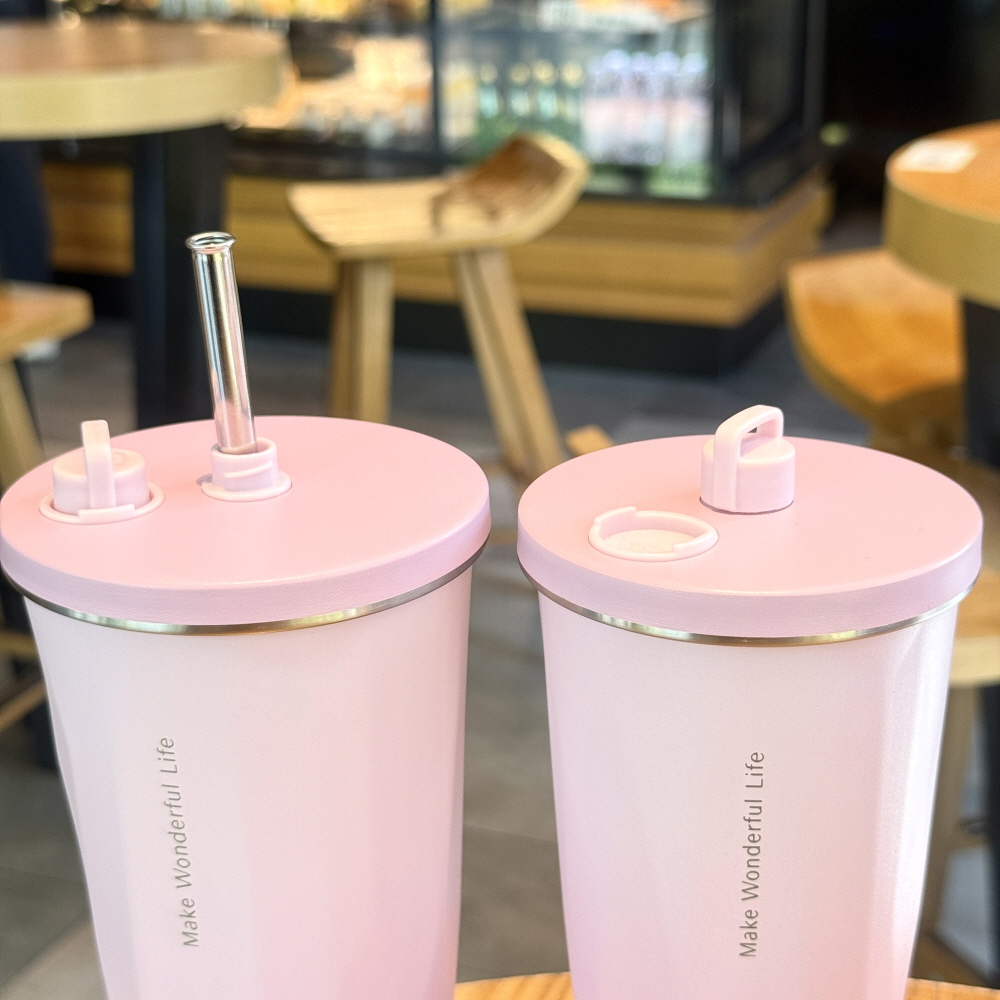 TYESO 스텐 텀블러 올스텐 대용량 텀블러 보냉 보온 빨대 직장인 운동 600ml, 그레이 - 상세 이미지 2