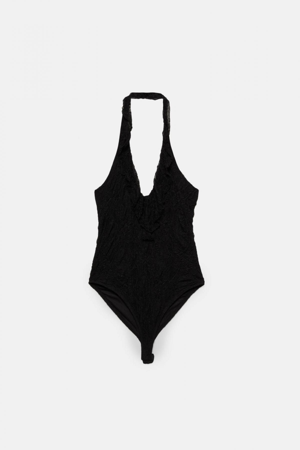풀앤베어 레이스 홀터넥 바디수트 7153/303 BLACK - 상품 이미지