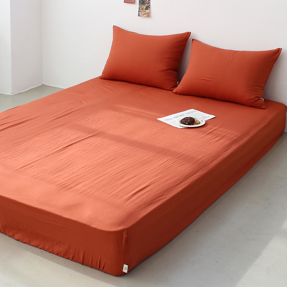 부드러운 아멜리 워싱 사계절 매트리스커버 번트 브릭, SS(슈퍼싱글)