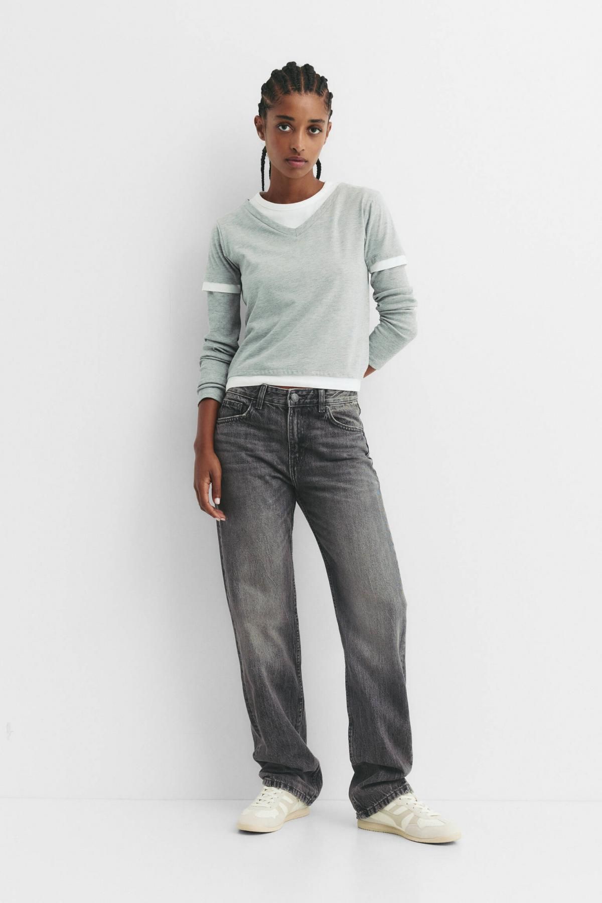 풀앤베어 빈티지 데님 미드웨이스트 스트레이트핏 청바지 3687/375 ANTHRACITE GREY - 상세 이미지 3