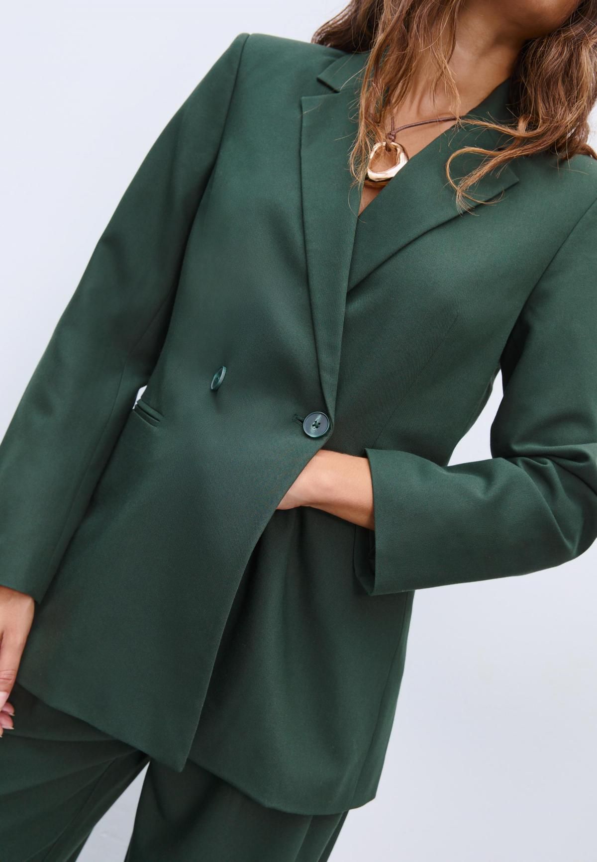 스트라디바리우스 테일러드 슬림핏 더블브레스트 블레이저 1901/638 GREEN - 상세 이미지 4