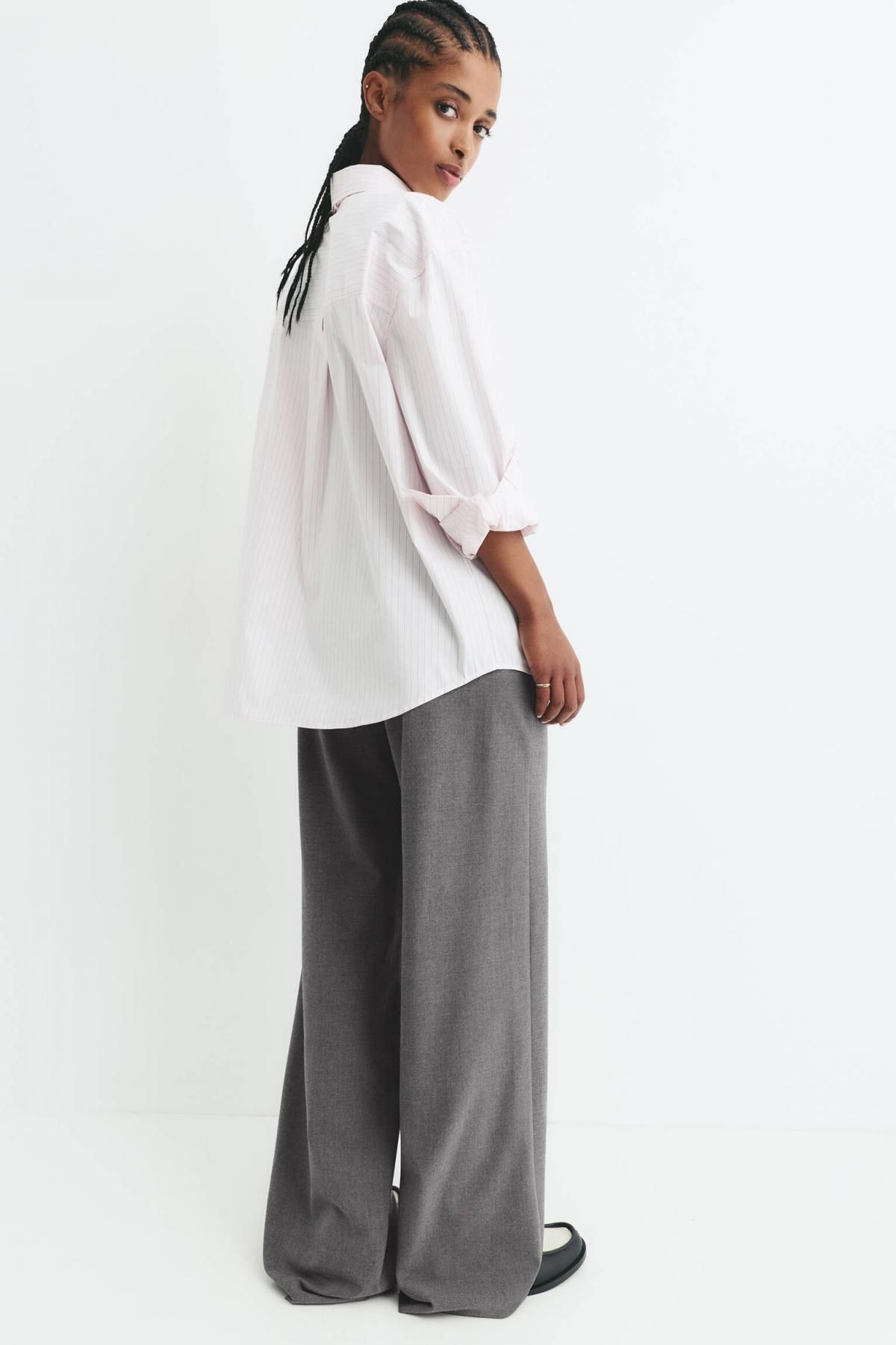 풀앤베어 와이드핏 미드라이즈 밴딩 스웨트 조거 팬츠 7674/328 GREY - 상세 이미지 4