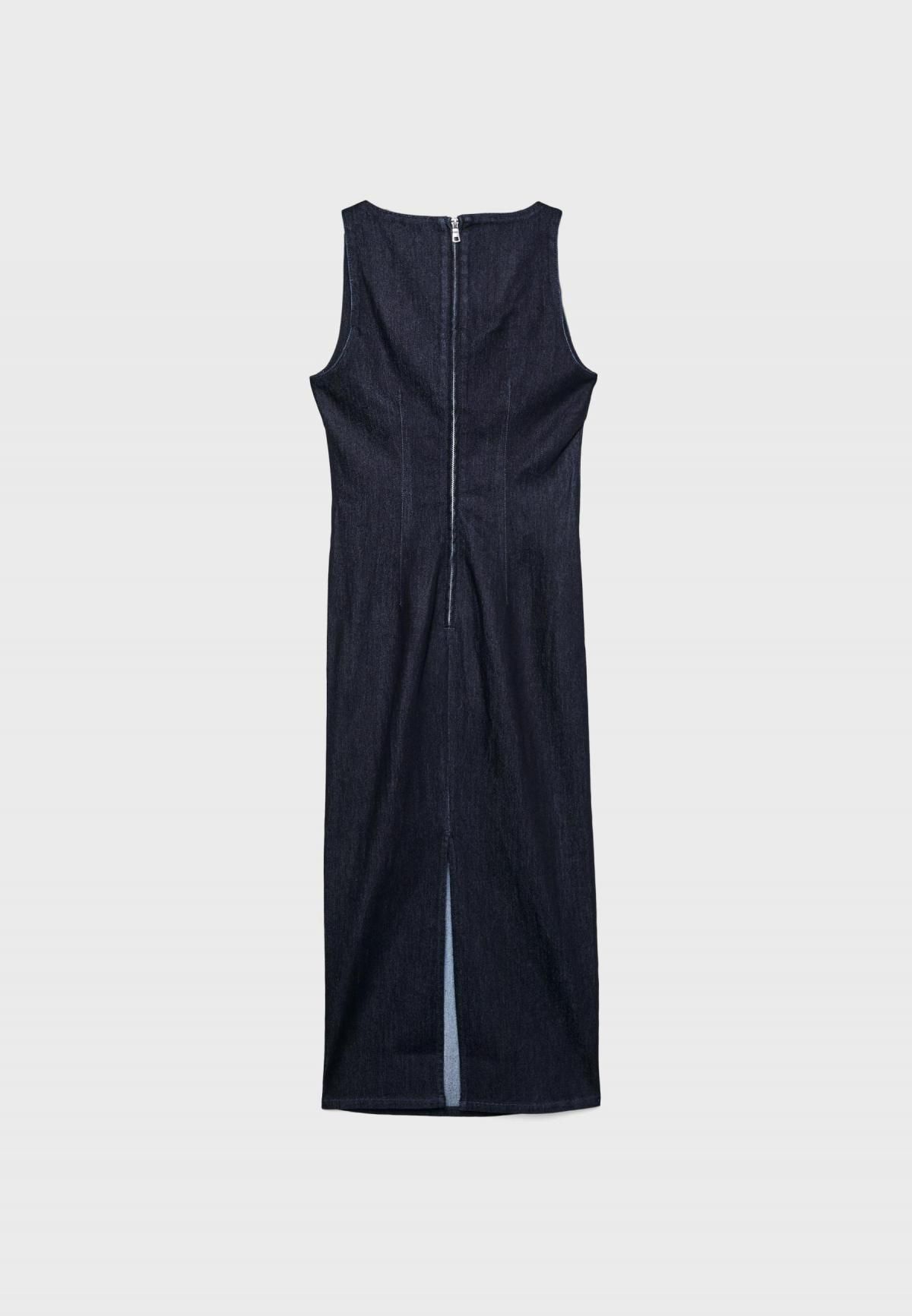 스트라디바리우스 데님 스퀘어넥 미디 원피스 6263/369 OVERDYED BLUE DENIM - 상세 이미지 2