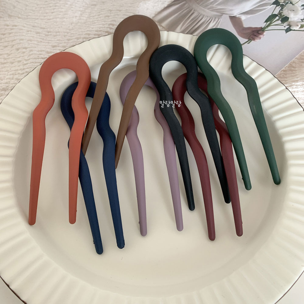 무광 U자비녀 올림머리장식 심플 헤어핀 가벼운 U핀 - 상세 이미지 5