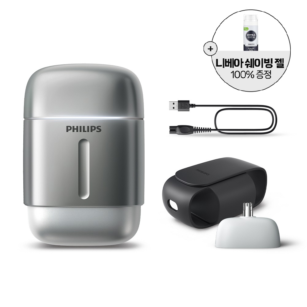 [10/1 예약배송]필립스 컴팩트 프로 휴대용 전기면도기 실버 S793/06+쉐이빙젤