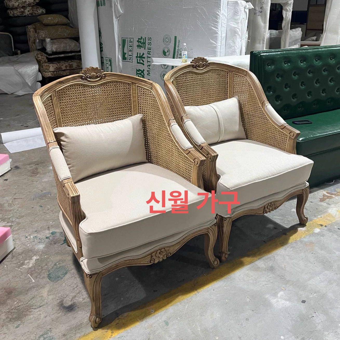 패브릭 의자 스툴 화장대 쇼파 보조의자 1인용 인테리어 거실 가정용 1인소파 화이트 빈티지+베이지 화이트 리넨 - 상세 이미지 4