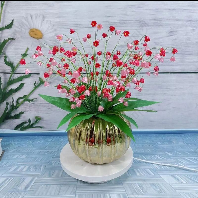 비즈화분만들기 DIY 은방울꽃 핸드메이드 꽃다발 만들기 재료 패키지 공예 키트 시뮬레이션 꽃다발 미완성품 창의력 키우기 아트 활동용 어린이집 유치원 초등학생 미술 교구 - 상세 이미지 4