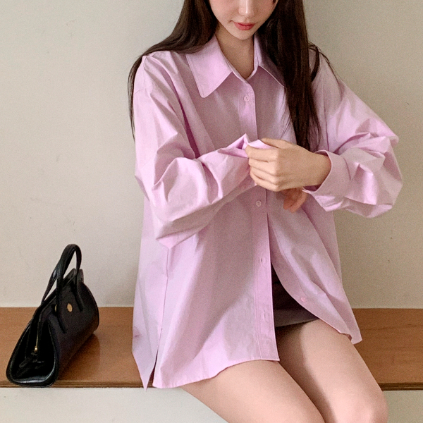 루즈핏 베이직 셔츠 bs8417 - 상품 이미지