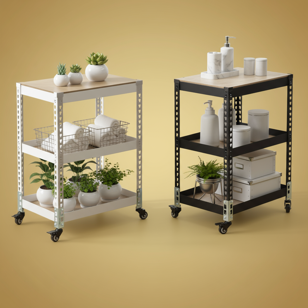 바퀴선반 바퀴달린선반 이동식 트롤리 수납 대형 틈새 스피드랙 3단 203060 9T합판