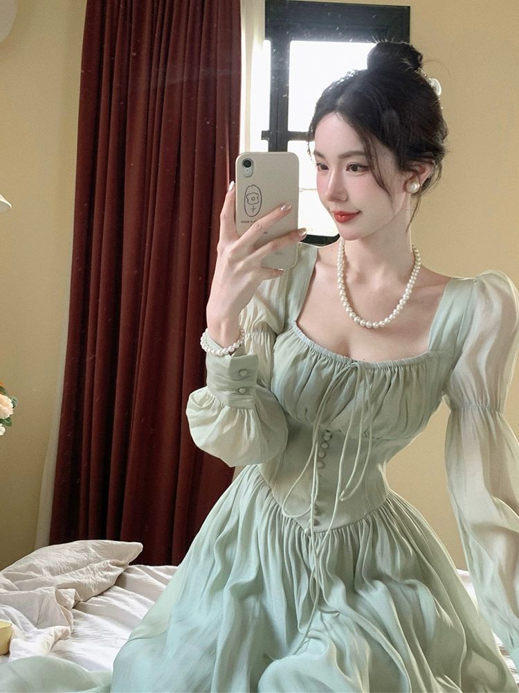 쉬폰 성인 공주 원피스 졸업사진 브라이덜샤워 드레스 원피스 M사이즈 - 상세 이미지 3