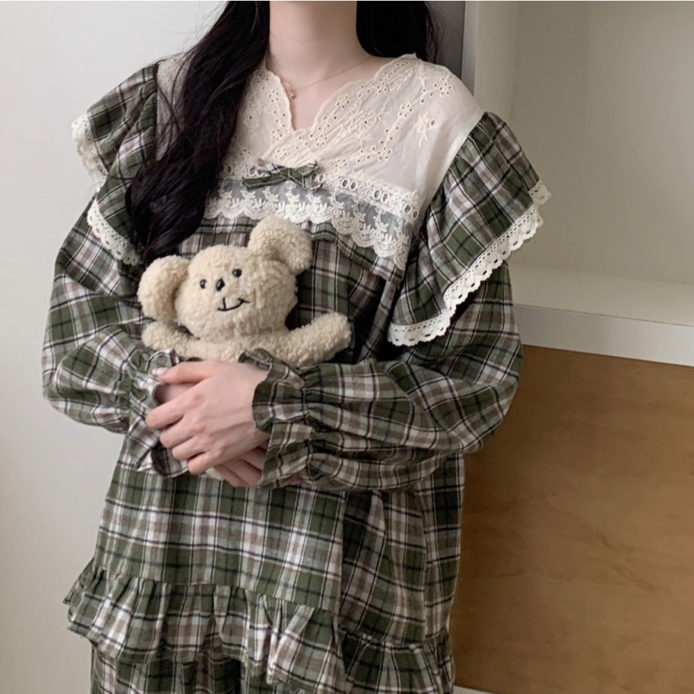 신혼부부커플잠옷 파자마파티 공주잠옷 여성 크리스마스 가을 겨울 긴팔 홈웨어 세트 - 상세 이미지 2