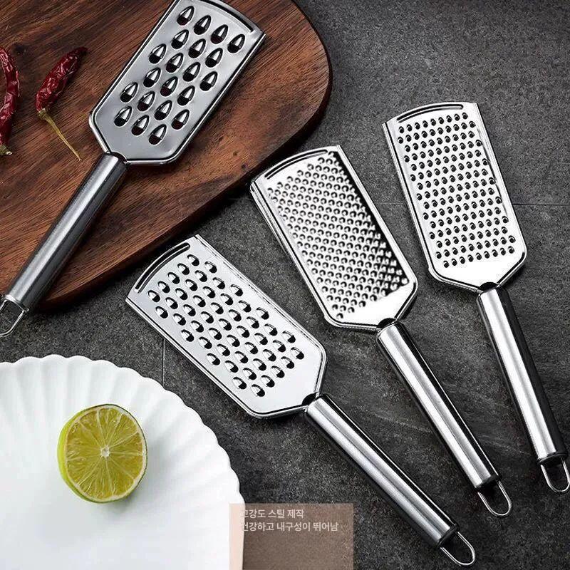 야채슬라이스 아이디어주방용품 1PCS 스틸 스테인레스 다기능 치즈 단품 갈비칼 대구멍 긴 손잡이 대구멍 강판 1개포장 - 상품 이미지