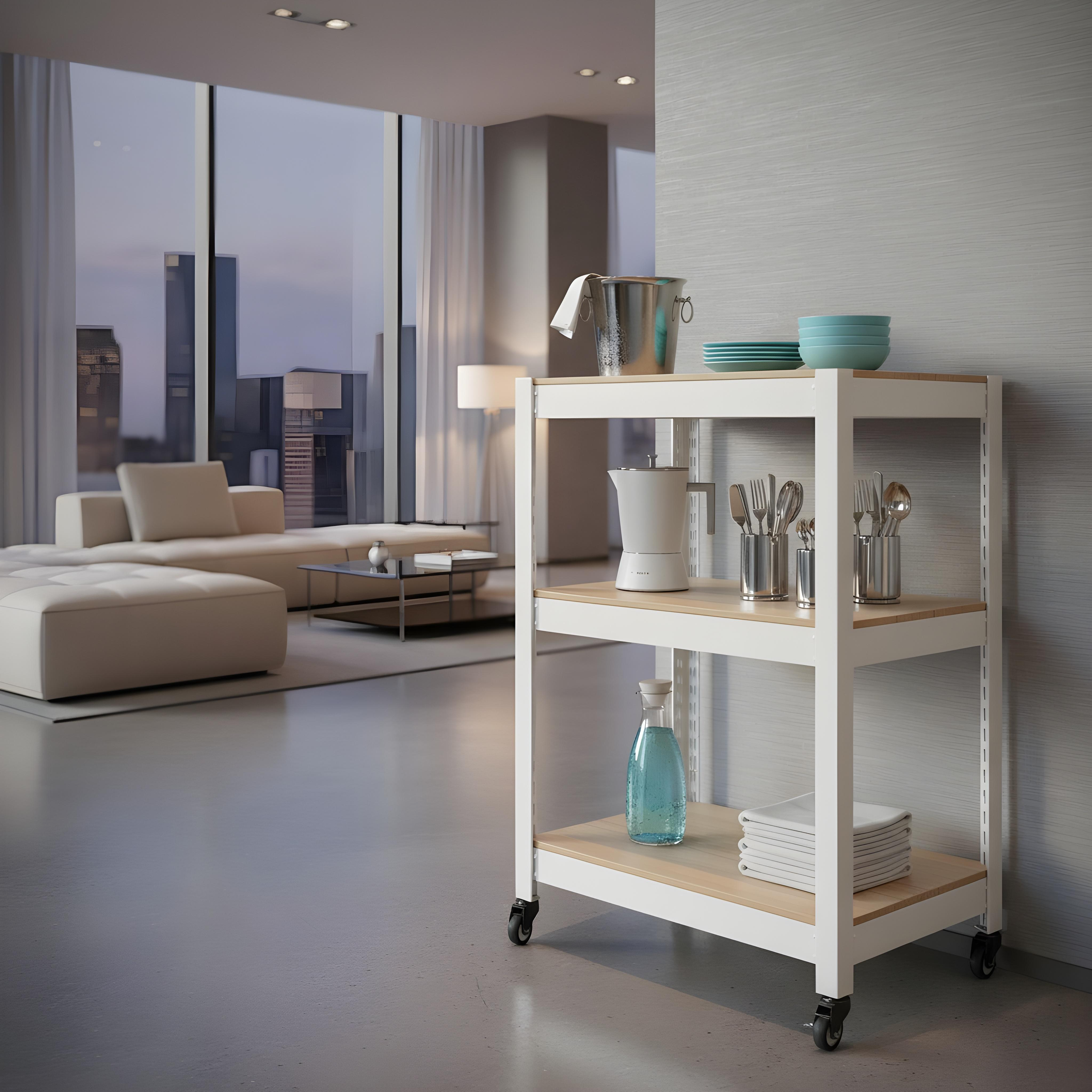 바퀴선반 바퀴달린 선반 이동식 트롤리 3단 수납장 틈새 북카트 300300750