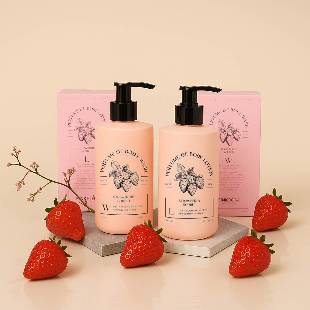 핑크로사 퍼퓸 바디로션 고보습 생과일향 스트로베리소르베(딸기), 300ml, 1개 이미지 6