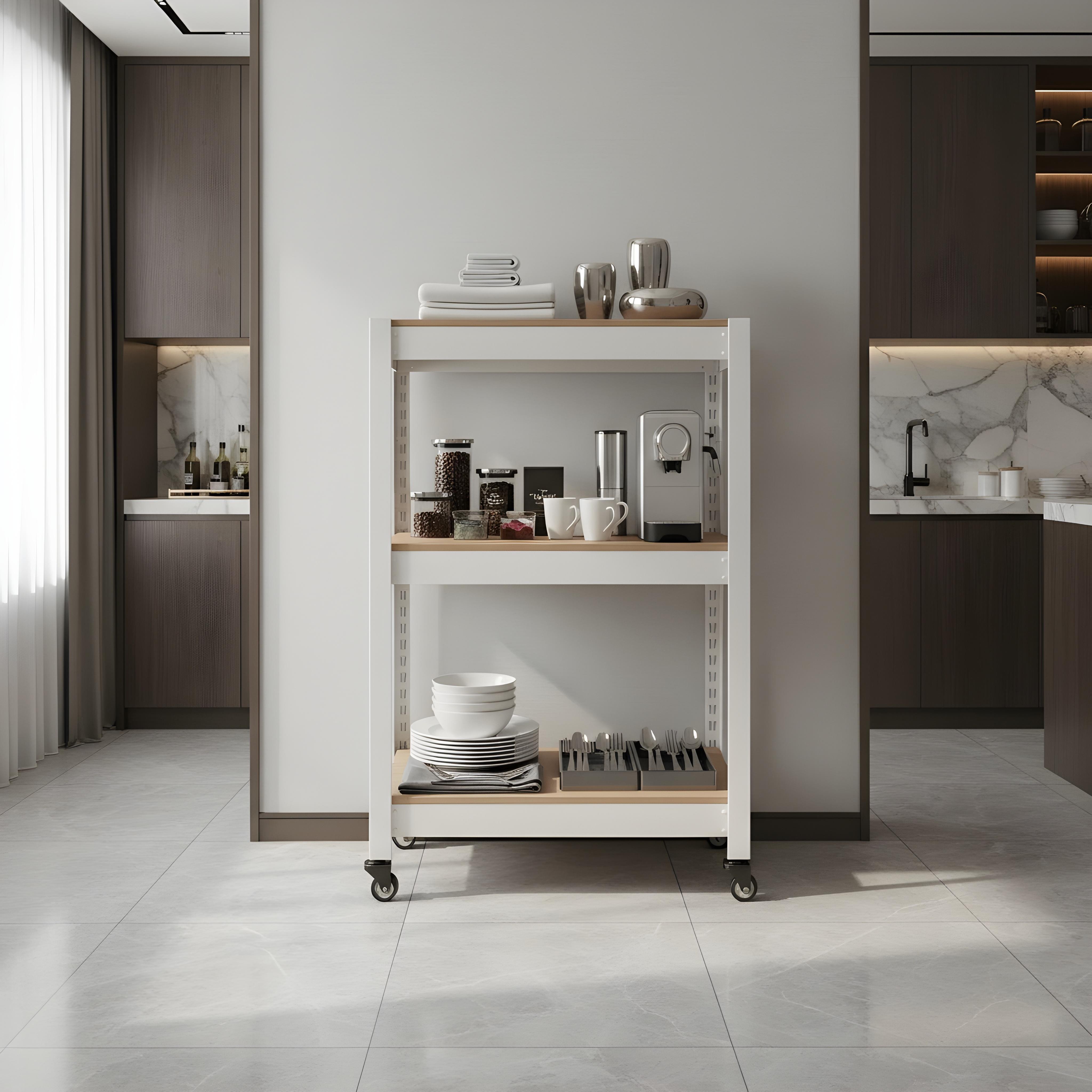 바퀴선반 바퀴달린 선반 이동식 트롤리 3단 수납장 틈새 북카트 300300750