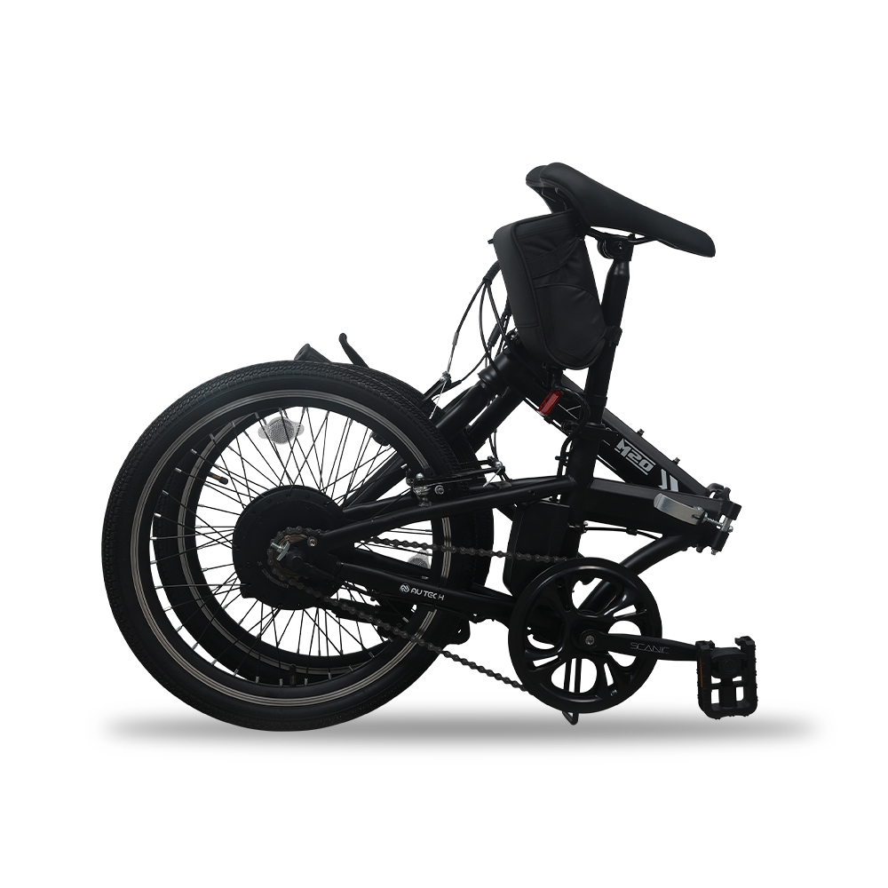 AU테크 스카닉 M20 접이식 미니벨로 출퇴근용 전동 전기 자전거 24V 5Ah, 블랙, 50.8cm(20인치) 이미지 7
