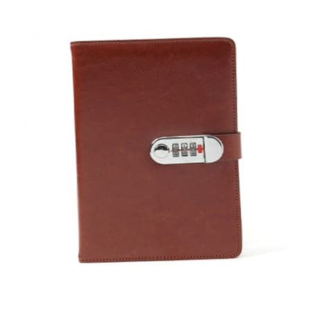 비밀번호 다이어리형 노트 브라운 일기장 회사다이어리