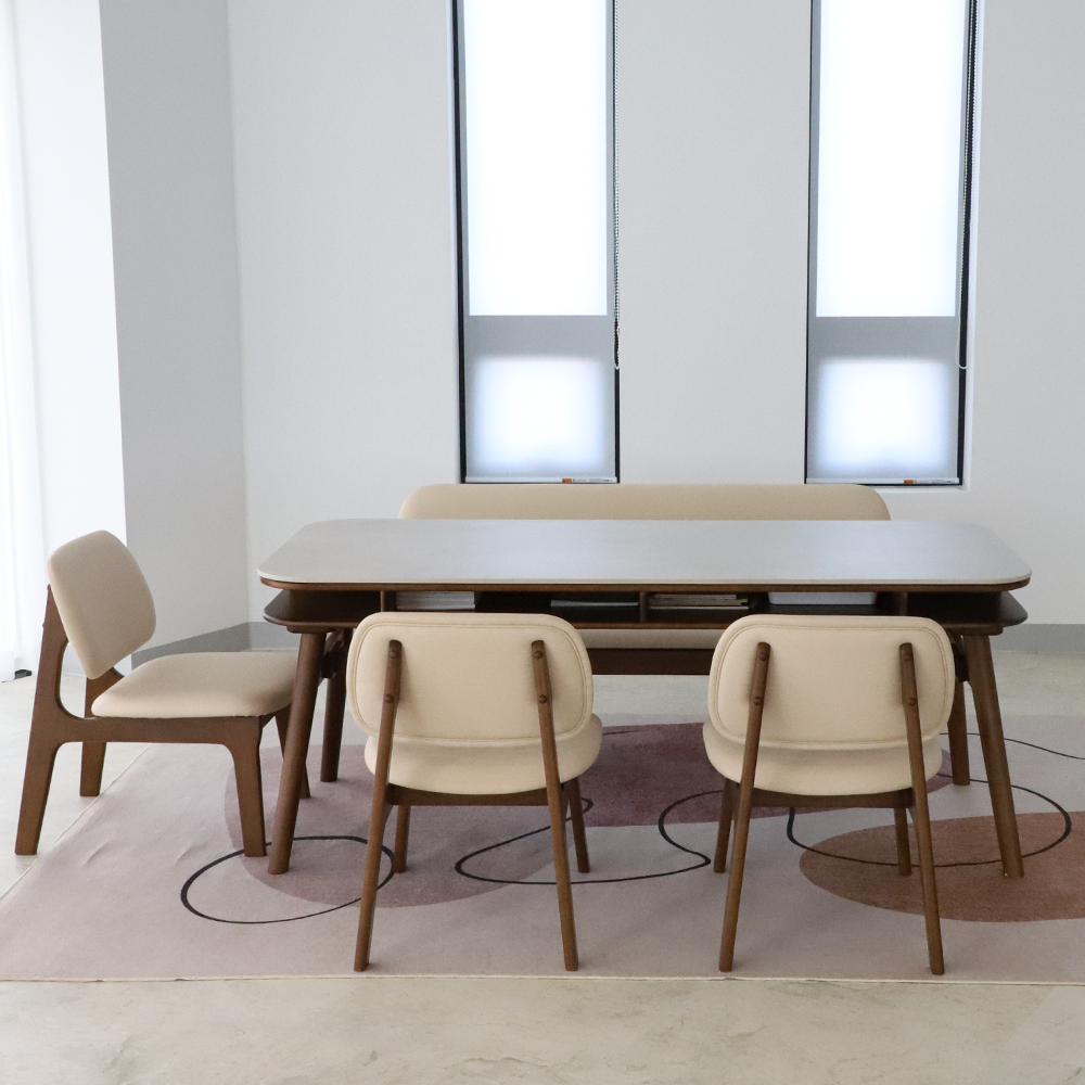 데이지 수납형 양면 세라믹 낮은 식탁 테이블 4인용 포세린 1400 월넛