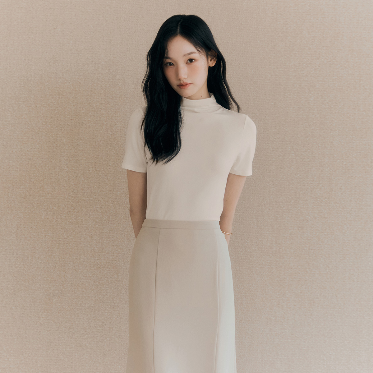 로엠 올데이 텐셀 하이넥 반팔 티셔츠 RMLWF49R13 - 상세 이미지 4