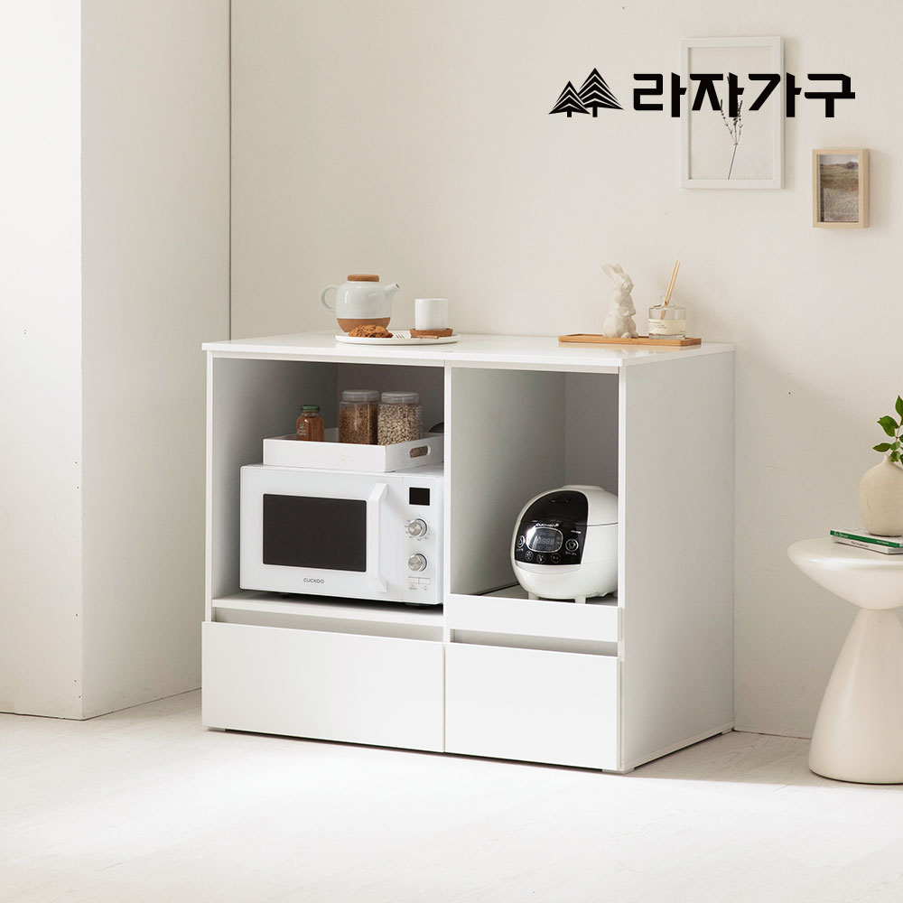 라자가구 모드리안 광파 오븐 렌지대+밥솥장 1000 오픈 주방 수납장 아일랜드형