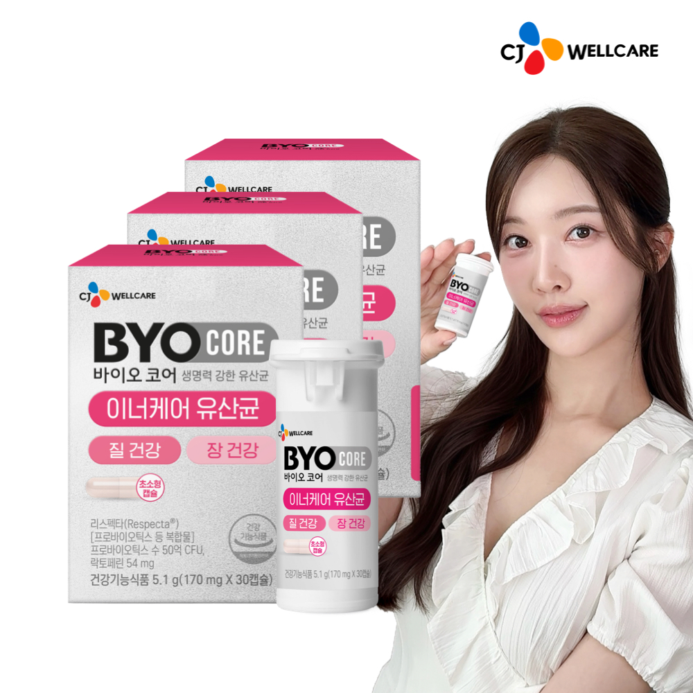 CJ 바이오코어 질 건강 이너케어 유산균 리스펙타 기능성 여성 건강 30캡슐, 3개