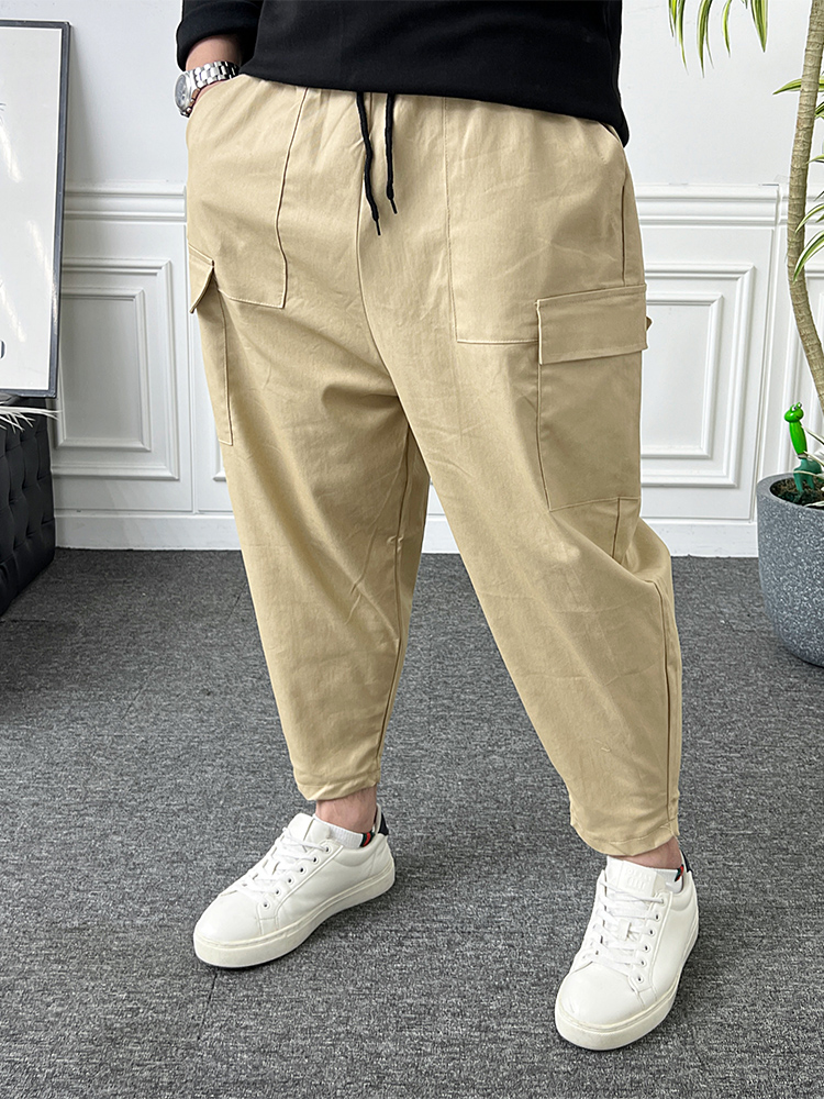 남자 벌룬팬츠 밴딩 사각 카고 포켓 와이드 배기바지 - 상품 이미지