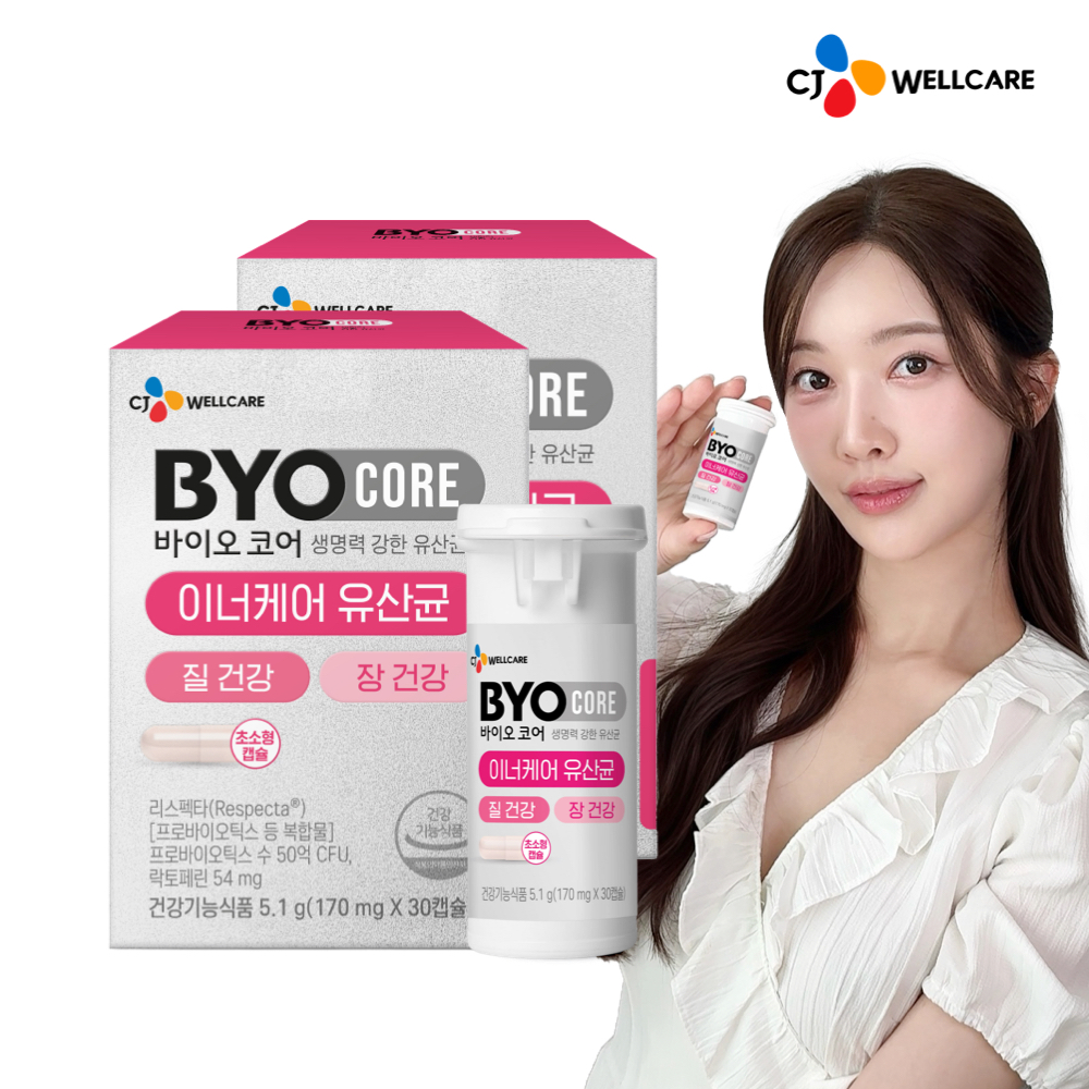 CJ 바이오코어 질 건강 이너케어 유산균 리스펙타 기능성 여성 건강 30캡슐, 2개