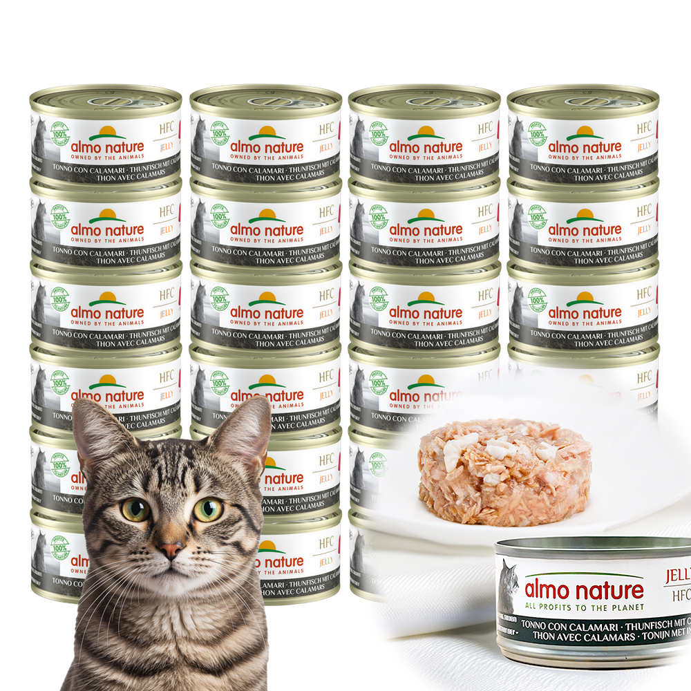 [N포인트] 알모네이쳐 HFC 고양이 주식캔 습식사료 젤리 참치 오징어, 70g, 24개 제품 이미지
